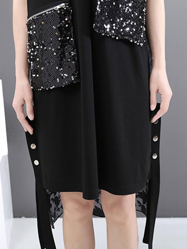 Fashion Sequined With Pocket Dress