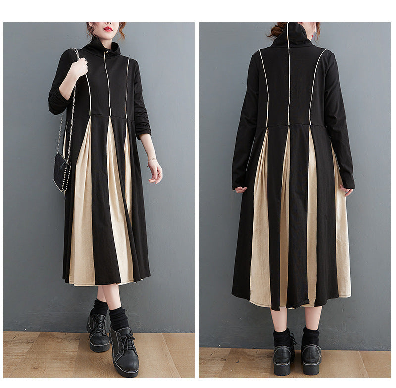 Knitted Striped Patchwork Midi Dress