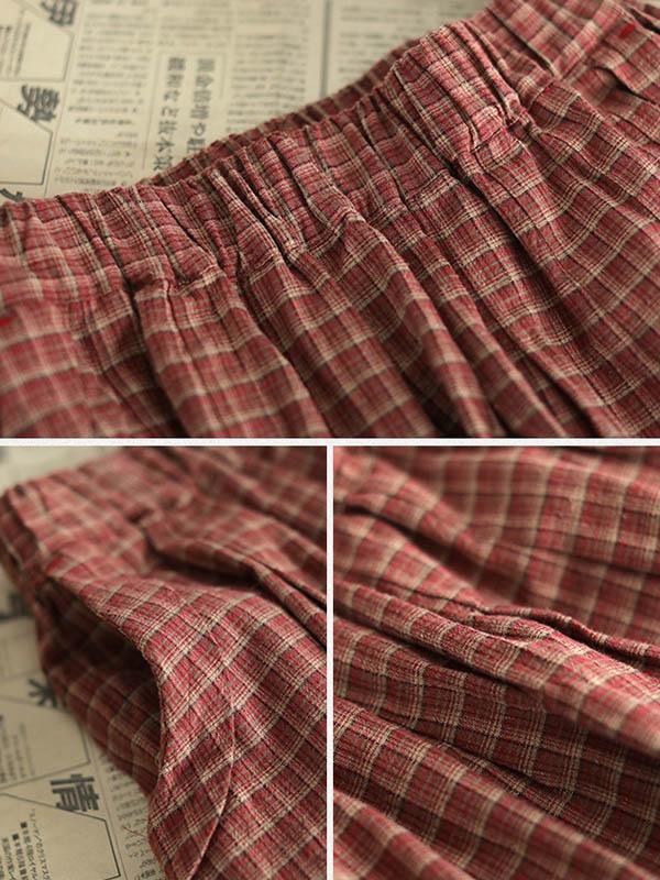 Vintage Loose Plaid A-Line Skirt