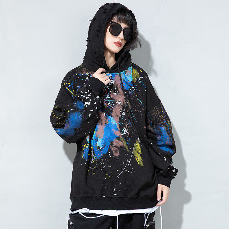 Women's Hooded Printed Fleece Sweatshirt