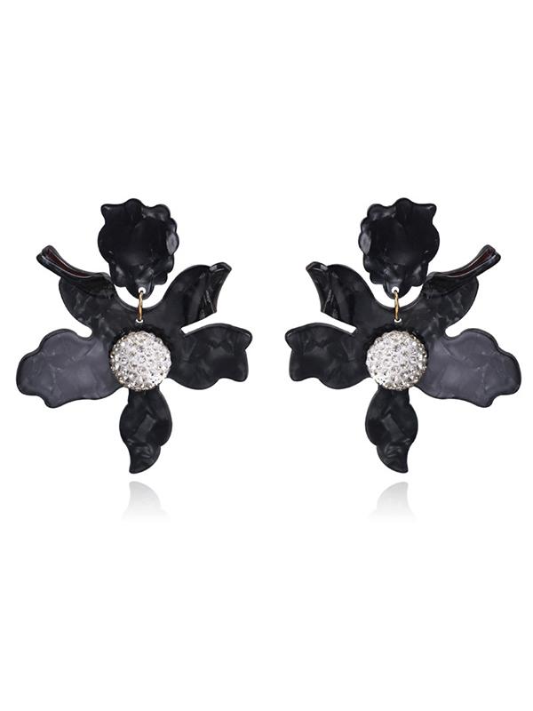 2 Color Flower Decorated Earring Accessories