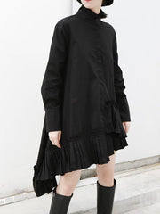 Loose Stand Collar Ruffled Retro Shirt