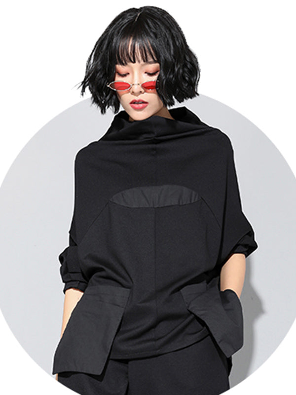 Casual High-Low Split-Joint Batwing Sleeve T-Shirts Tops