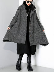 Women Plus Fleece Hooded Irregular Coat