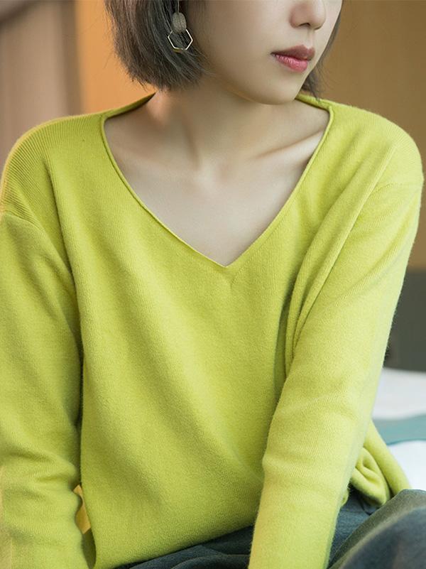 Casual Light Knitting V-Neck Sweater