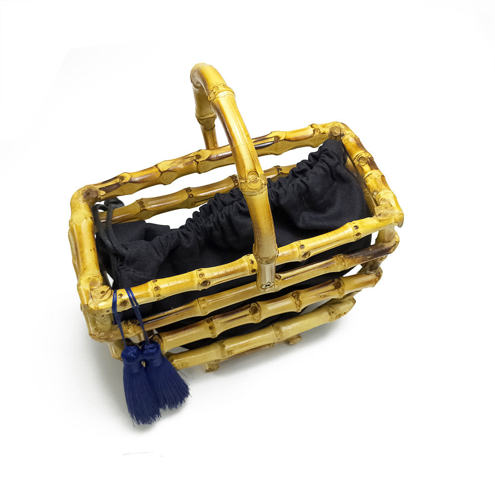 Handmade Semicircular Tassel Rattan Woven Bag
