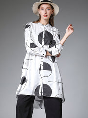 Women Round Neck Print Casual Shirt