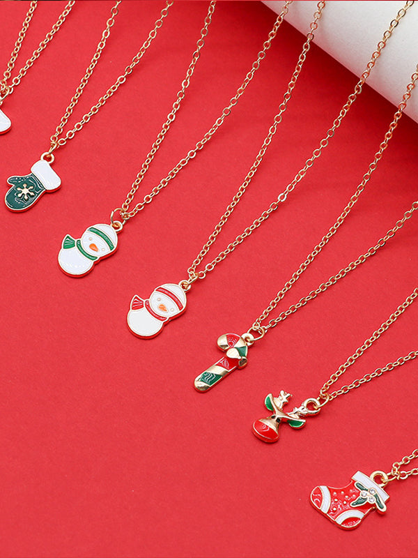 Women Christmas Tree Santa Pendant Clavicle Necklace