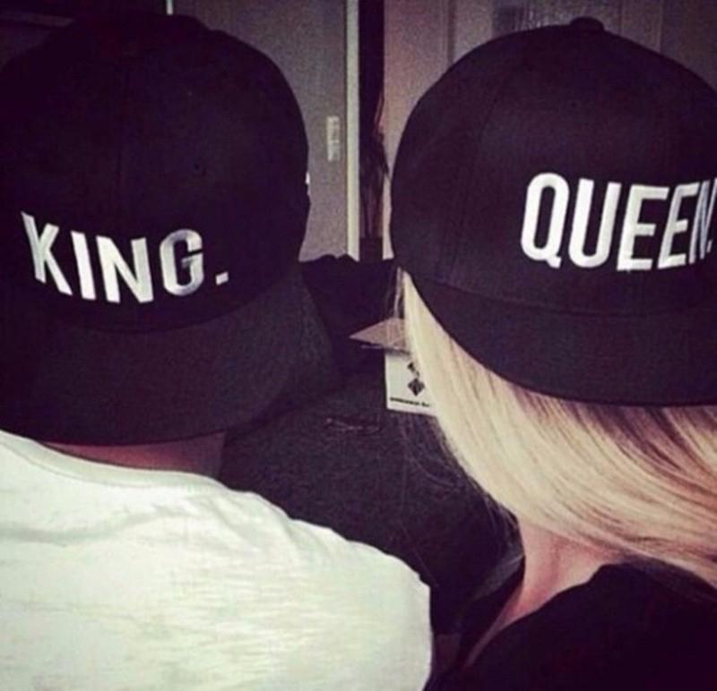 1PC KING QUEEN Embroidered Caps Lover Men Women