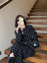 Polka Dot Long Sleeve Short Suit Outwear