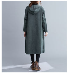 Hooded Solid Loose Coat Outwear