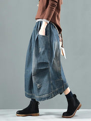 Split-joint Denim Skirt Bottom