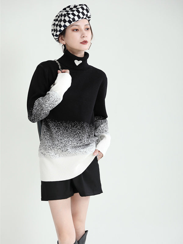 Original Design Gradient High-Neck Sweater