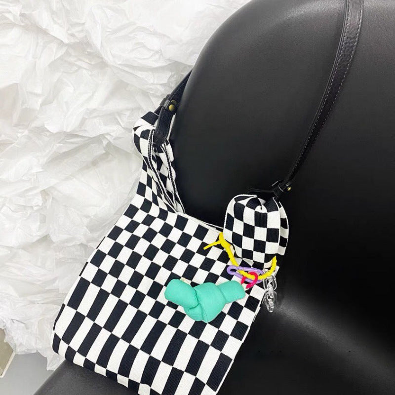 Canvas Check Shoulder Bag