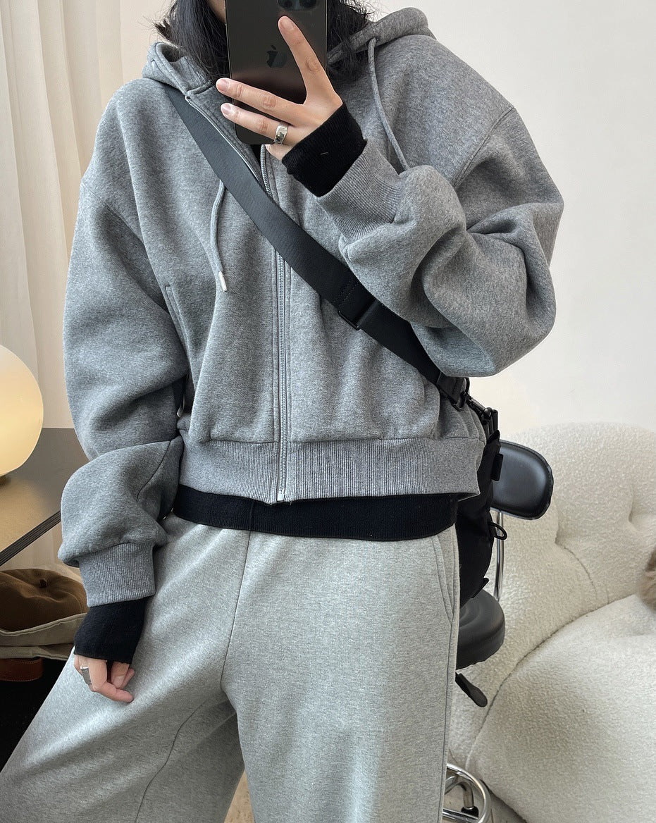 Casual Thicken Solid Color Zipper Sport Outwear