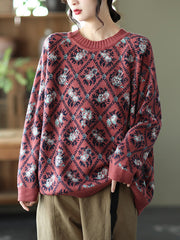 Retro Loose Jacquard Knitted Sweater