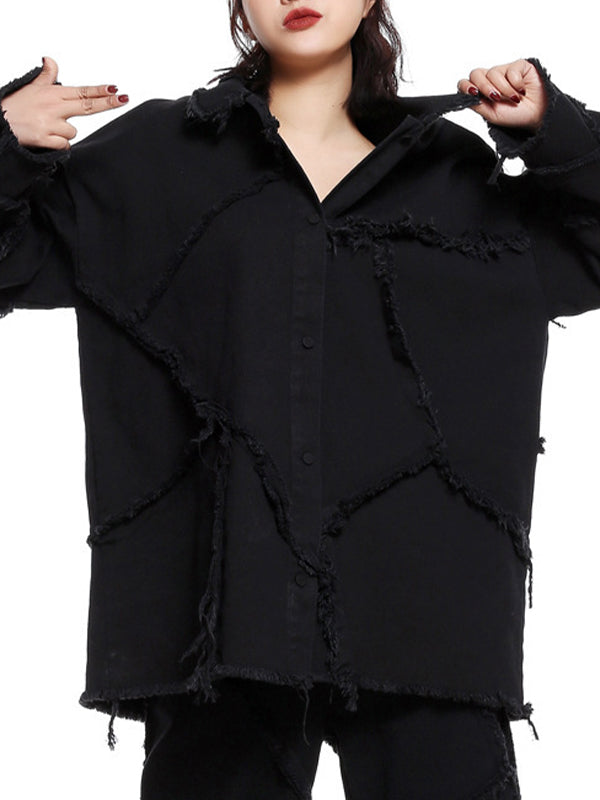 Women Wear Frayed Long Sleeve Casual Coat