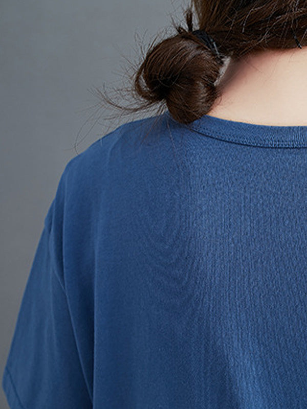 Loose Slim Pocket Patch Embroidered Casual T-Shirt