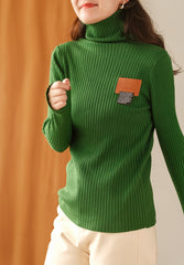 Casual Pit Stripe Fabric Turtleneck Sweater