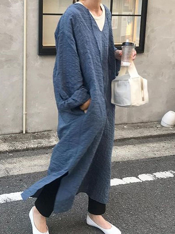 Japanese Side Slit Pullover Loose Dress