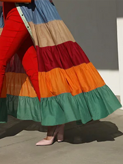 Long Sleeves Loose Buttoned Contrast Color Striped Stand Collar Maxi Dresses Outerwear