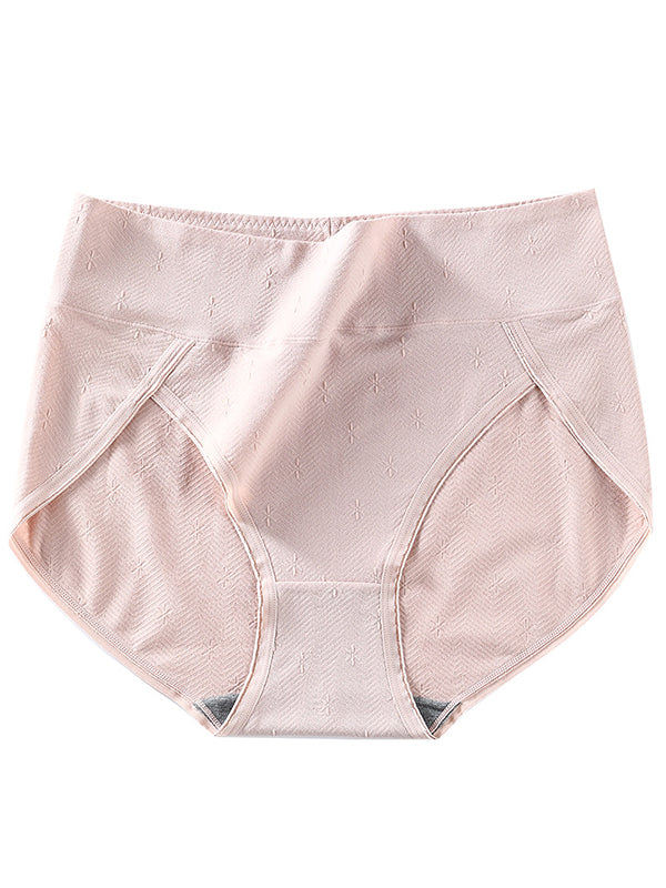 3Pcs Solid Color Breathable High Waist Antibacterial Panties