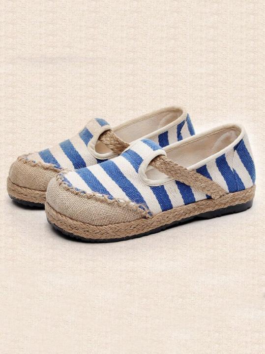 National Style Colorful Stripe Printed Cotton Shoes