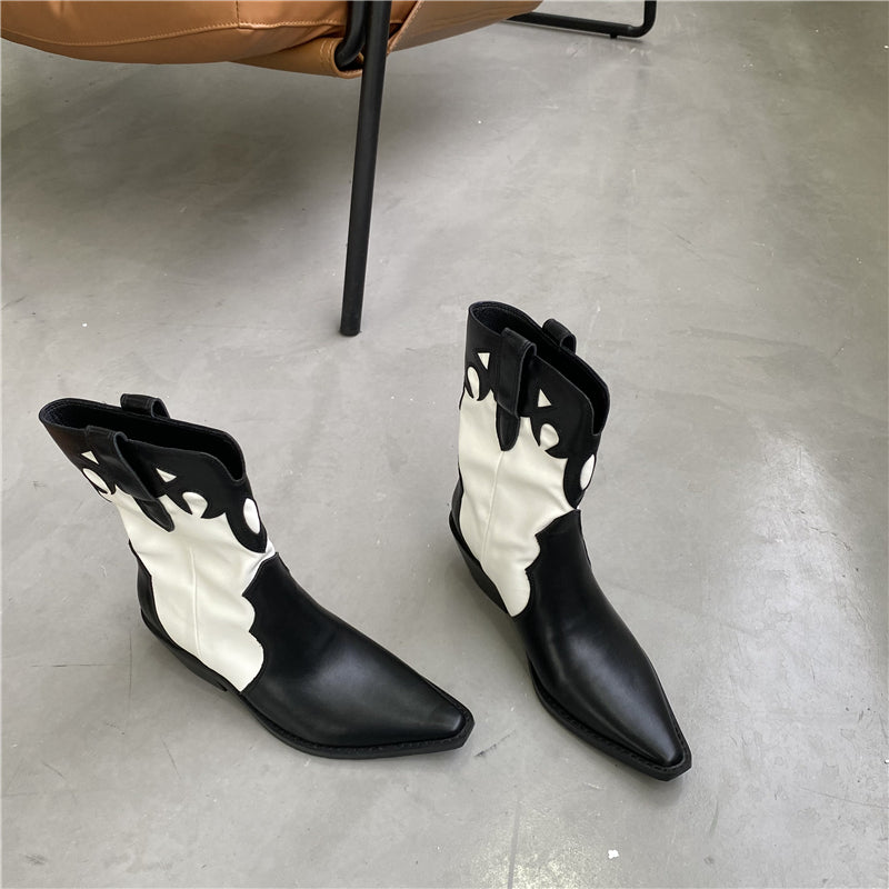 Totem Cowboy Boots Pointed Toe Motorcycle Boots