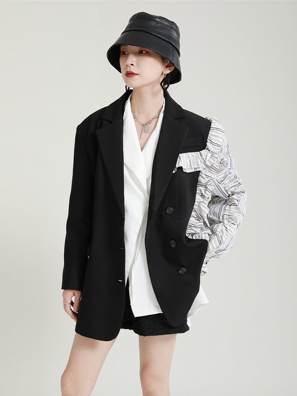 Retro Casual Lace Stitching Coat