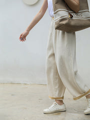 Solid Color All-Match Elastic Waist Denim Harem Pants