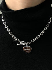 Simple Heart Pendant Link Necklace