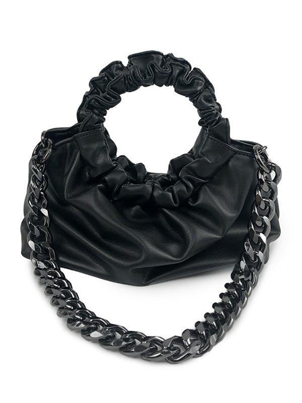 Pleated Ring Chain One-Shoulder Bags