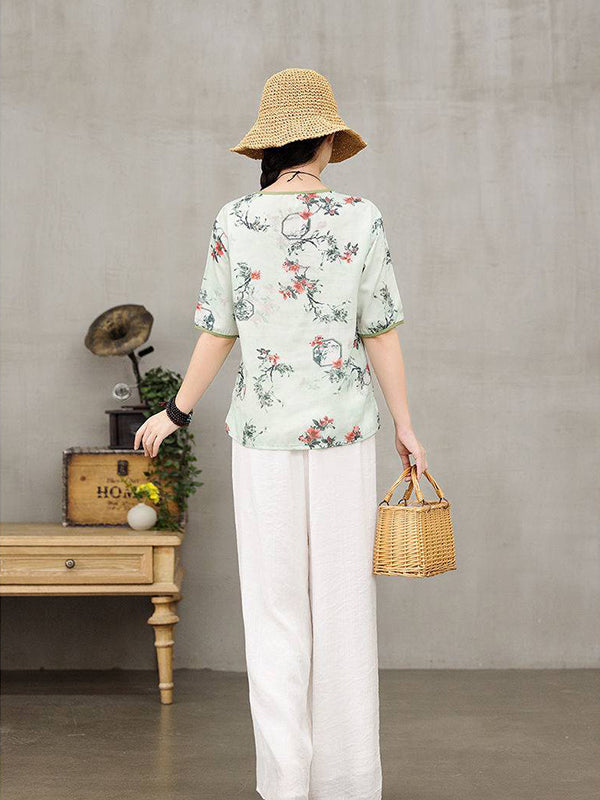 Retro Slouchy Plate Button Irregular T-Shirt