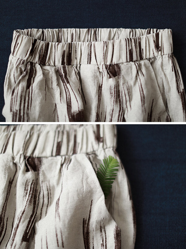 Artistic Retro Striped Capri-Pants