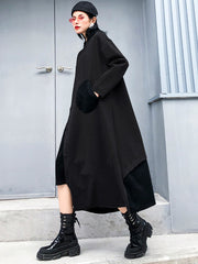 Original Solid Hooded Long Sleeve Dress