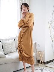 Lapel Loose Solid Pajamas