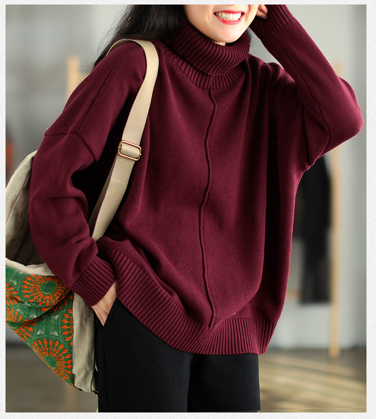 Women Retro Loose Padded Pullover Sweater