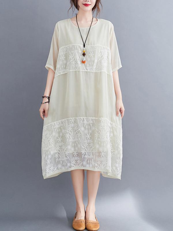 Original Split-Joint Hollow Lace Dress