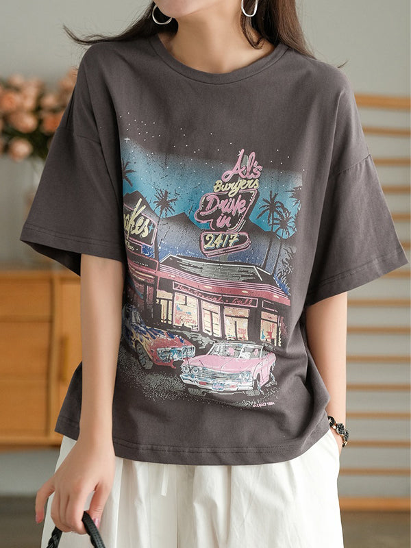 Personalized Loose Simple Casual Printed T-Shirt