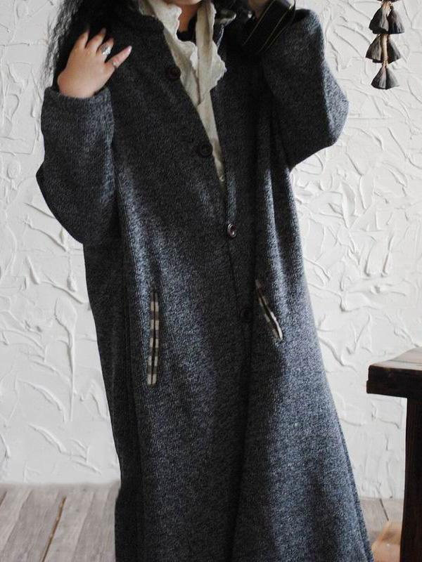 Retro Split-joint Woolen Long Outwear