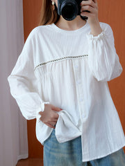 Women Round Neck Loose Casual Shirt