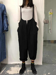 Black Lace-up With-pockets Jumpsuits
