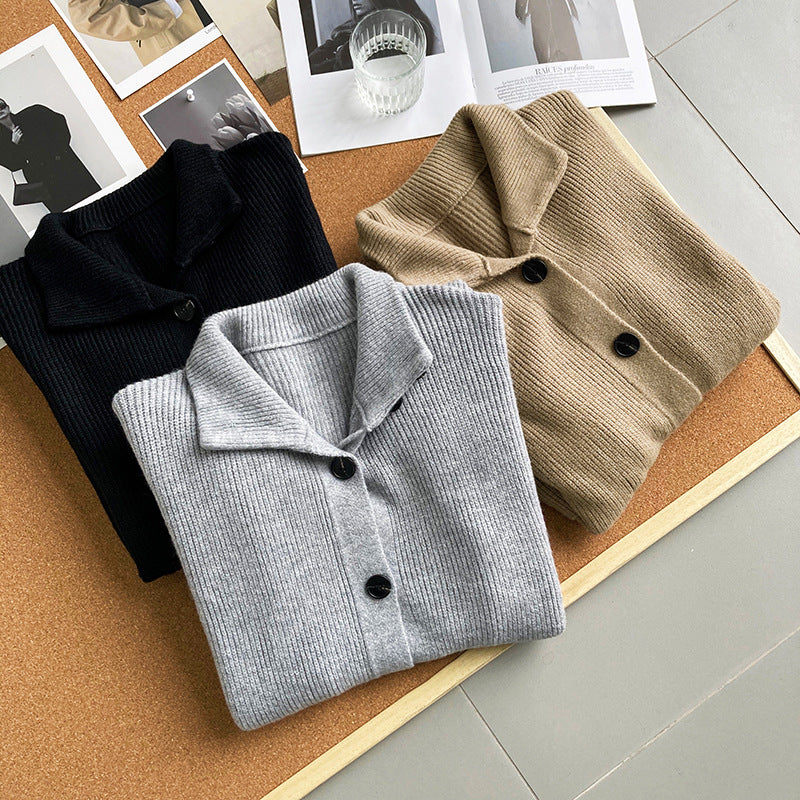 Retro Solid Thicken Knitted Midi Outwear