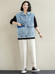 Women Personality Casual Sleeveless Denim Vest