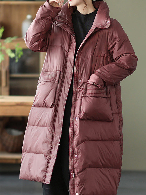 Mid-Length Stand Collar Padded Coat