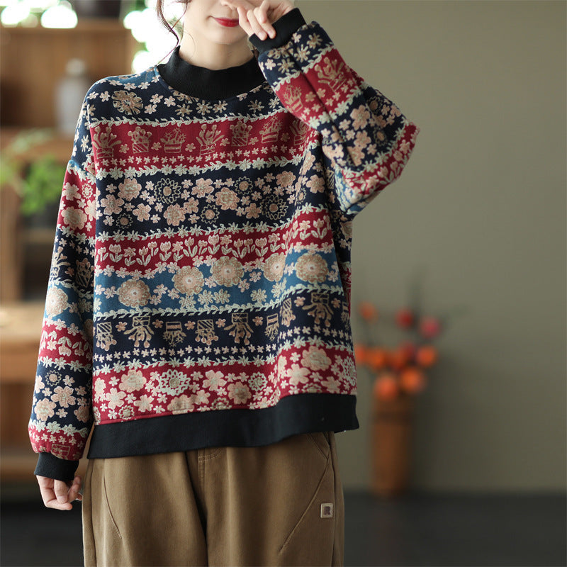 Printed Half Turtleneck Pullover Sweater