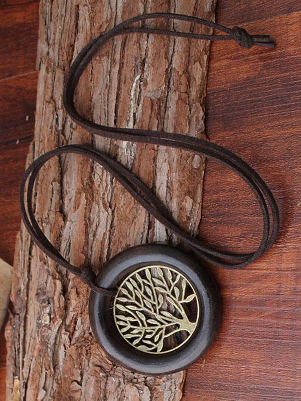 National Wood Ring Necklace