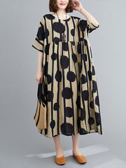 Dot Printed Long Sleeve Maxi Dress