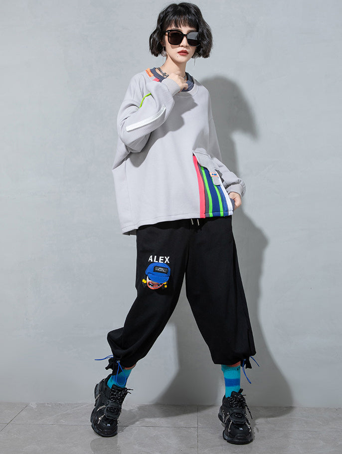 Women's Stitching Printed Long Sleeve Sweatshirt