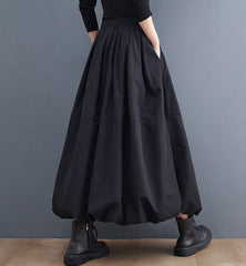 Solid Color High Waist A-Line Skirt